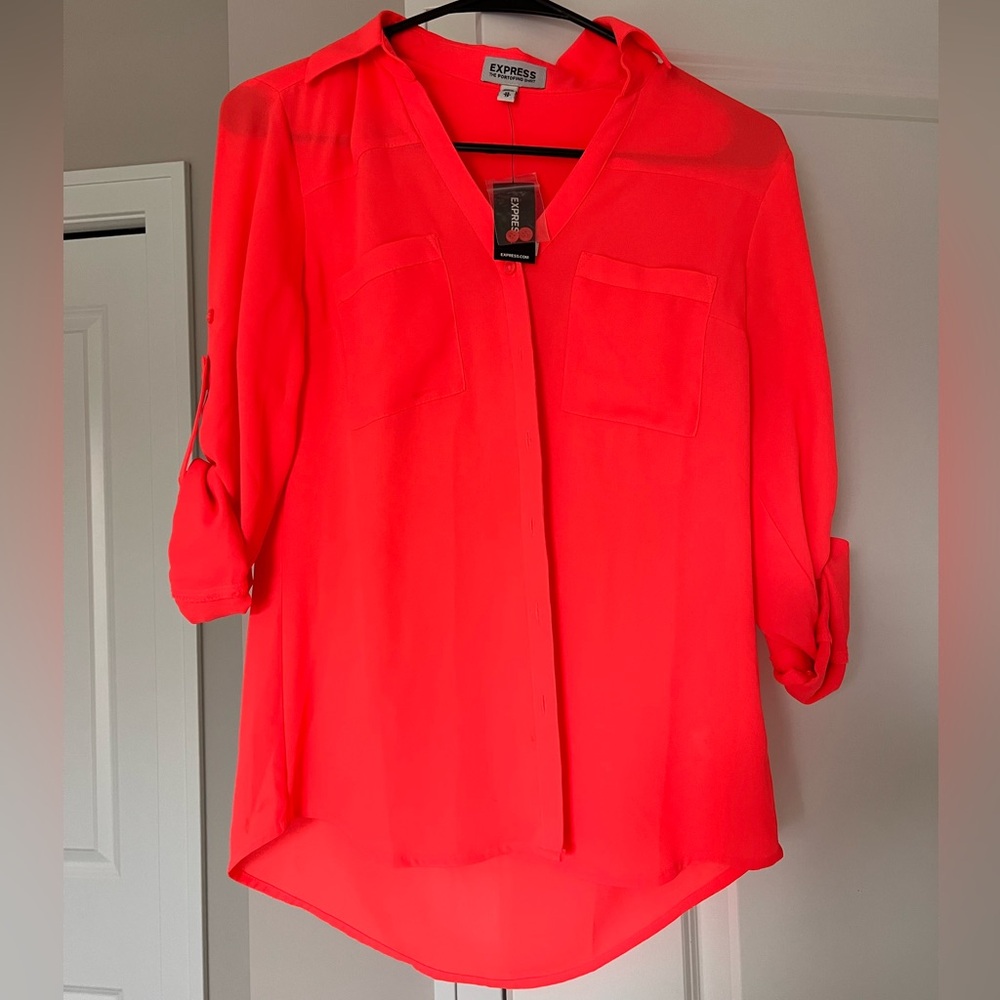 Express Women's Neon Coral Blouse